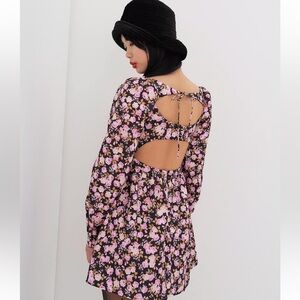 Floral Cutout Dress with Pink and Black